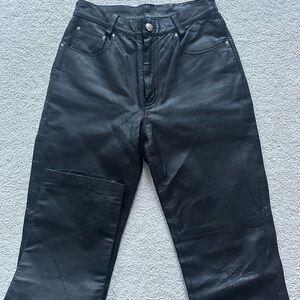 Newport News Vintage Black Straight Leg Leather Pants